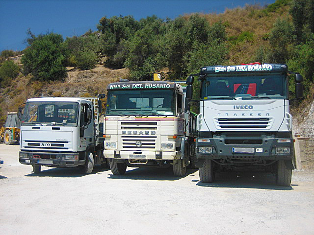 Chavos construction trucks at its warehouse in Malaga
