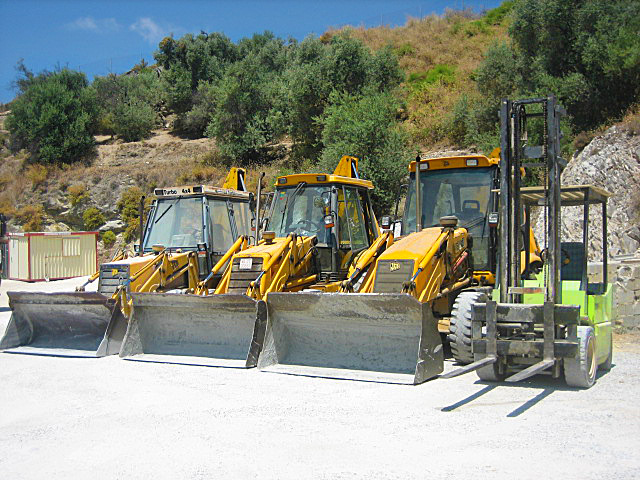Chavos construction excavators in its warehouse in Malaga