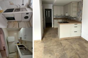 Komplette Renovierung der Küche in einer Wohnung in der Wohnanlage Laguna Beach, Torrox. Vorher-Nachher
