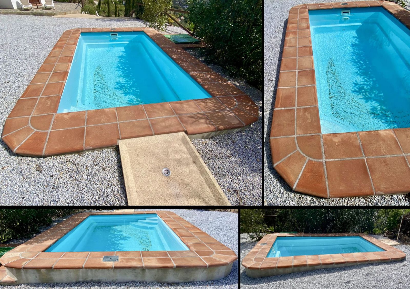 Details, die den Unterschied machen. Auf dieser Finca in Cómpeta haben wir eine neue Pooleinfassung installiert. Sie hält das Wasser sauberer und bietet eine sichere, elegante Oberfläche. Ein hochwertiges Finish, um das Leben im Freien in der Axarquía zu genießen.